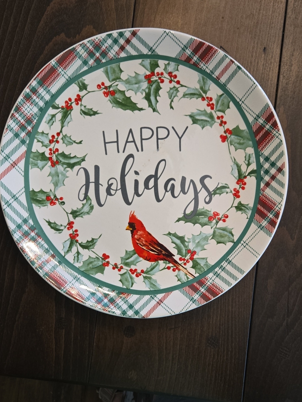 Holiday Cardinal Decorative Plate - Red & Green
